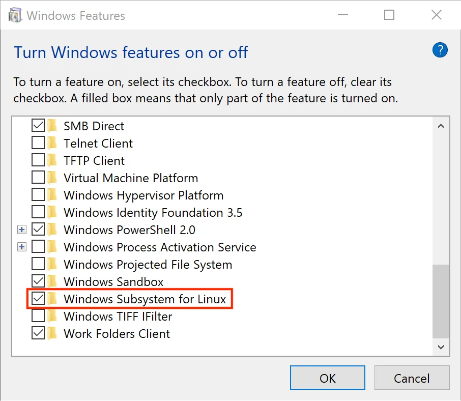 How to enable the Linux / Bash subsystem in Windows 10